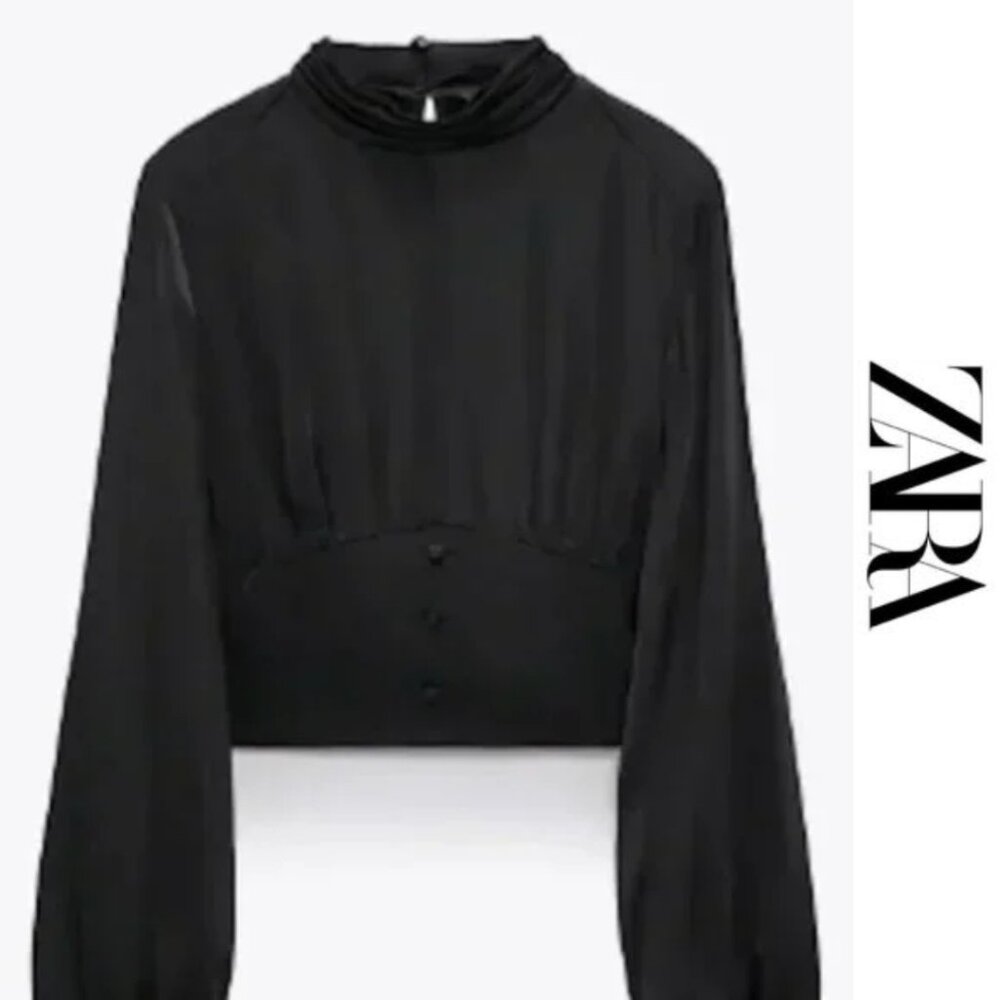 Zara SATIN effect crop top